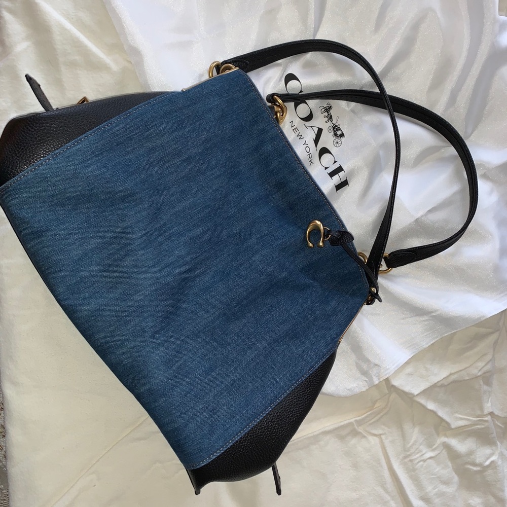 Black Leather and Blue Jean Coach Purse✨